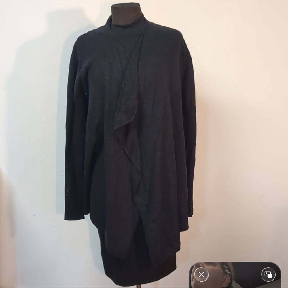 Barefoot Dreams Black CozyChic Calypso Wrap Open Front Waterfall Cardigan S/M - Picture 2 of 9